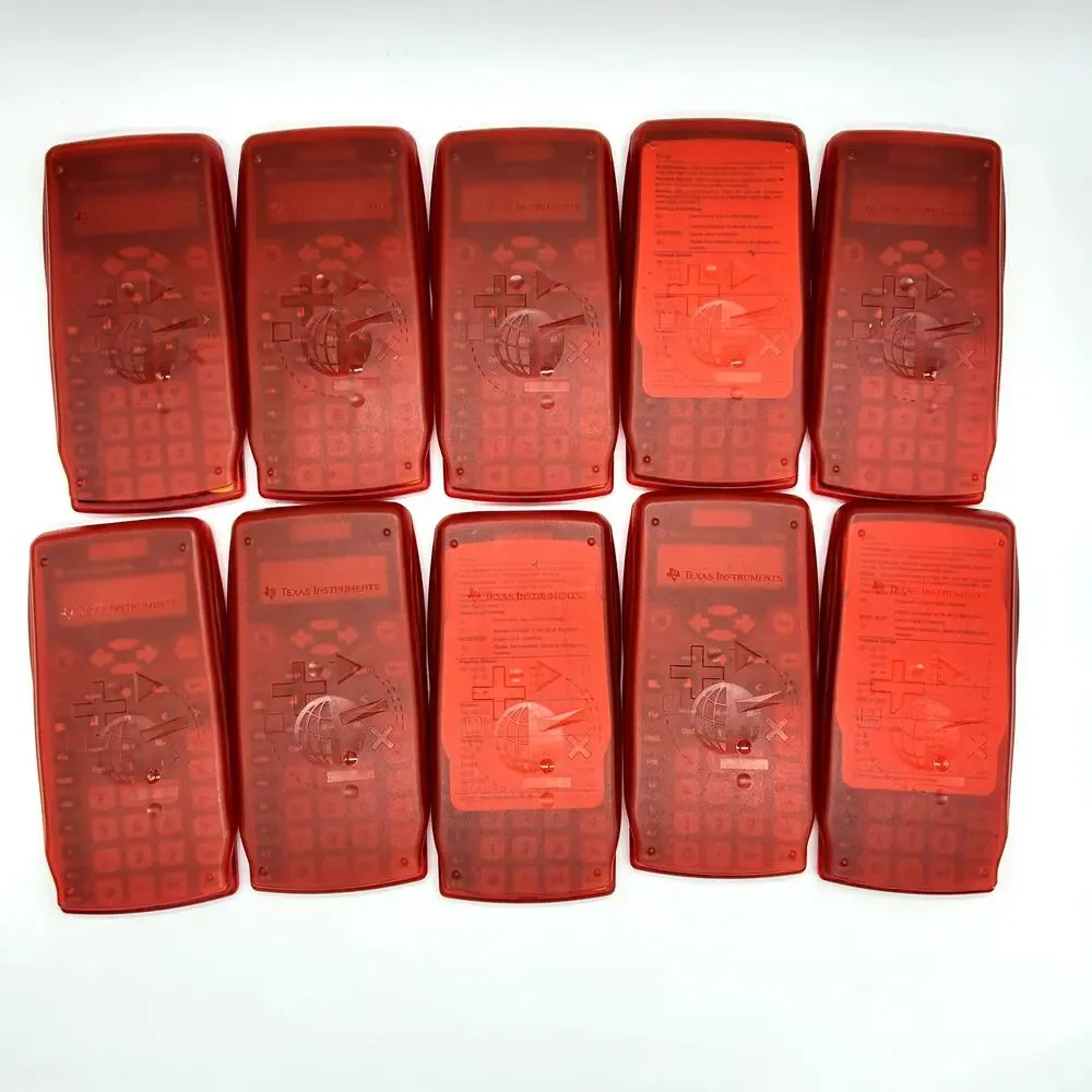 Texas Instruments TI-10 Elementary Calculator Solar Red Lot of 10 With Caddy